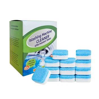 Washing machine detergent cleaner 12 pcs deep cleaning tablets for front loader & top load washer clean laundry tub seal