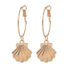 Fashion Shell Earrings European American Long Style Popular Beach Style Fashion Alloy Shell Hoop Earrings