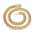 Diamond Chain Hip Hop Custom 24k Gold Diamond 19mm 2 Tone Womens Cuban Link Chain Necklaces