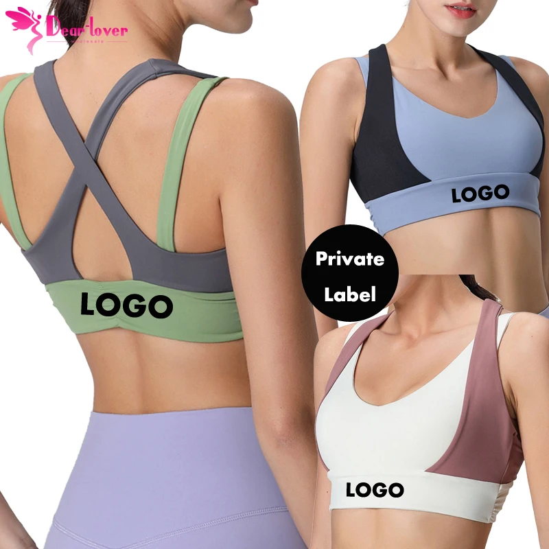 Dear-Lover Wholesale Custom Logo Ladies Active Gym Push Up Woman Criss-Cross Back Sports Bra Yoga