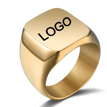 Wholesale Fashion Stainless Steel Blank Mens 18K Gold Plated Rings Custom Man Ring