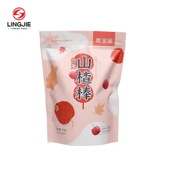 Lingjie  Resealable Al Foil Stand Up Zip Lock Printed Matte Seal Food Snack Mylar Food Packaging Bags For Hawthorn And Chips