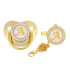 Sale Baby Hot Sale Luxury Gold Bling Baby Pacifier Initial Letter Baby Pacifier