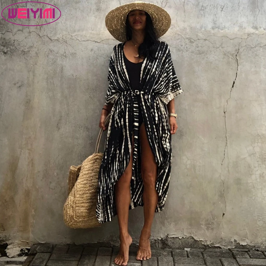 High Quality Wholesale 11 Color Bohemia Style Beach Cover Up Stylish Tie  Dye Open Front Long Kimono Swimsuit Cover Up For Women - Buy Womans Swim  Suit Cover Up Rash Guard Swimsuit