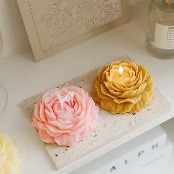 Wholesale Home Decor Cute Rose Flower Shape Scented Candle Peony Carving Aromatherapy Gift Scented Candles For Wedding