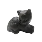 Obsidian Wholesale Natural Black Obsidian Crystal Stone Carved Animal Fox For Decoration