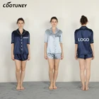 Sleepwear Designer Satin Pajama 2 Piece Wholesale Silk Pyjamas Custom Logo Girls Sleepwear