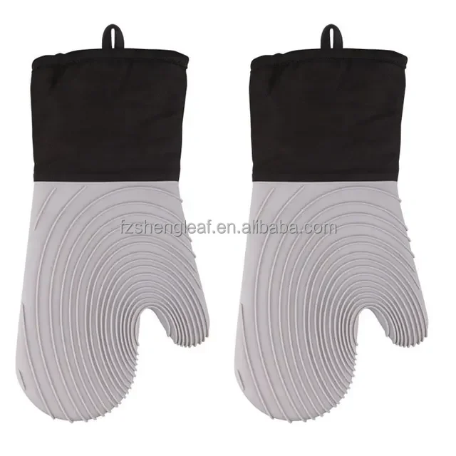 product novelty design dotted kitchen cotton double layer bbq grill heat resistant food grade silicone customized oven mitts gloves-8
