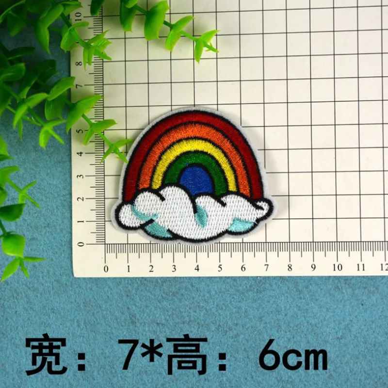 High Quality Custom Cute Cartoon Saucerman Unicorn Star Rainbow Heart-shaped Embroidery Patch for Clothes