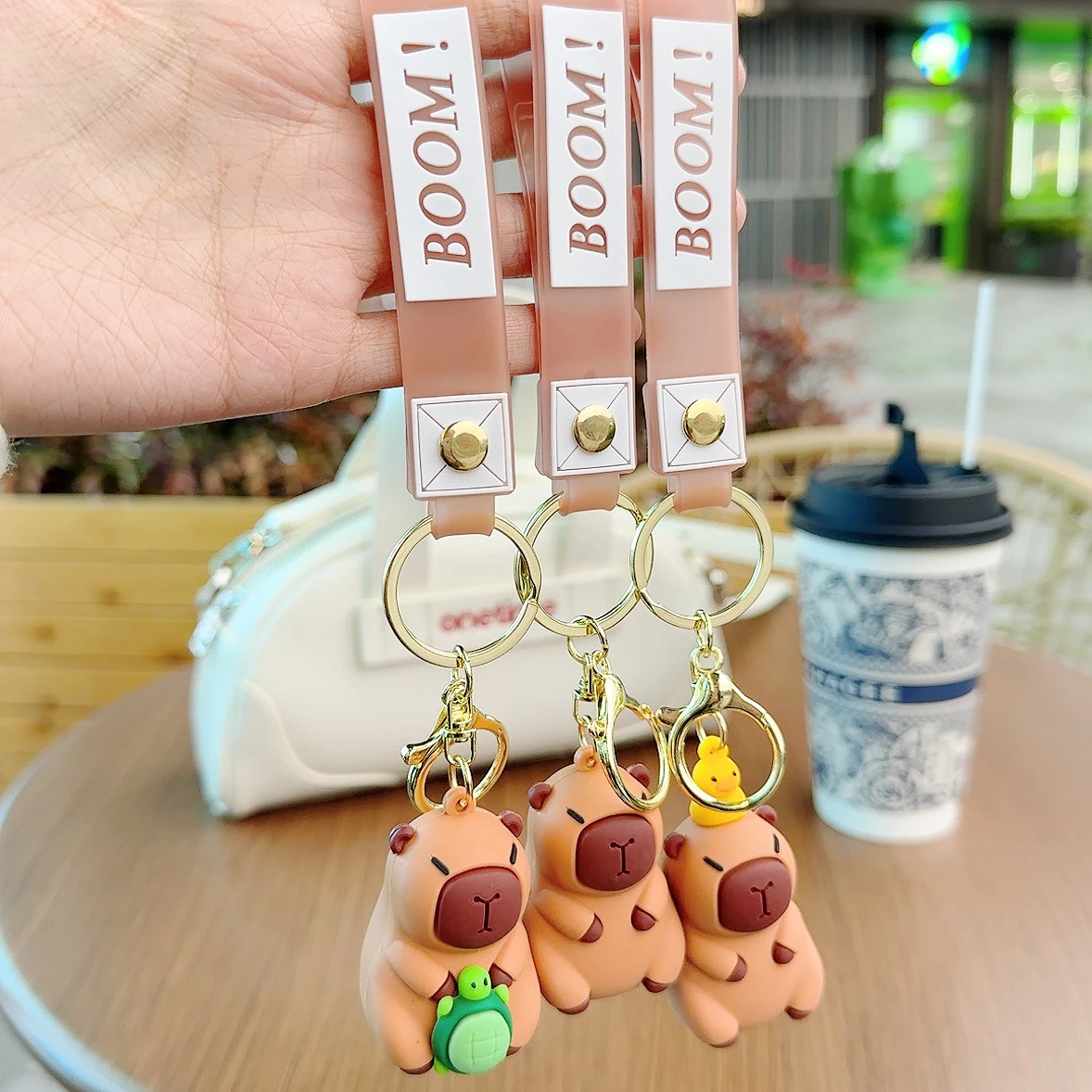 2024 New design Animal series Cartoon cute capybara key holder funny silicone doll lanyards custom 3d silicon keychain