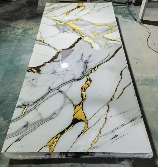 Modern 2.8mm Thick PVC Marble Wall Panels for Households Hotels Customizable 3D UV Printed New Marble Color Waterproof
