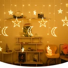 Garland Christmas Romantic Fairy Star Moon LED Curtain String Lighting For Holiday Wedding Garland Party Decoration