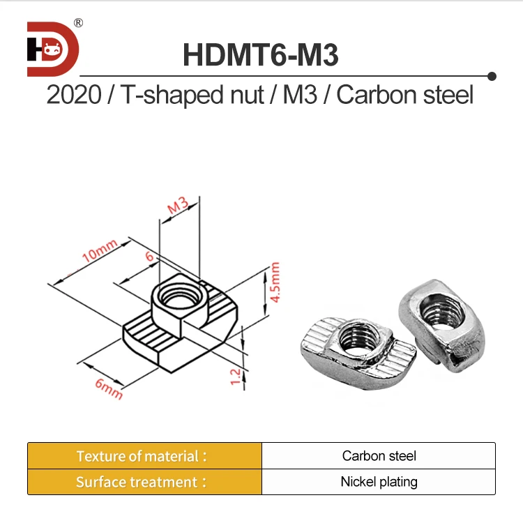 Aluminum Profile T-shaped Nut 20/30/40/45 M3-M4-M5-M6-M8 Hammer Boat Shaped Locking Component supplier