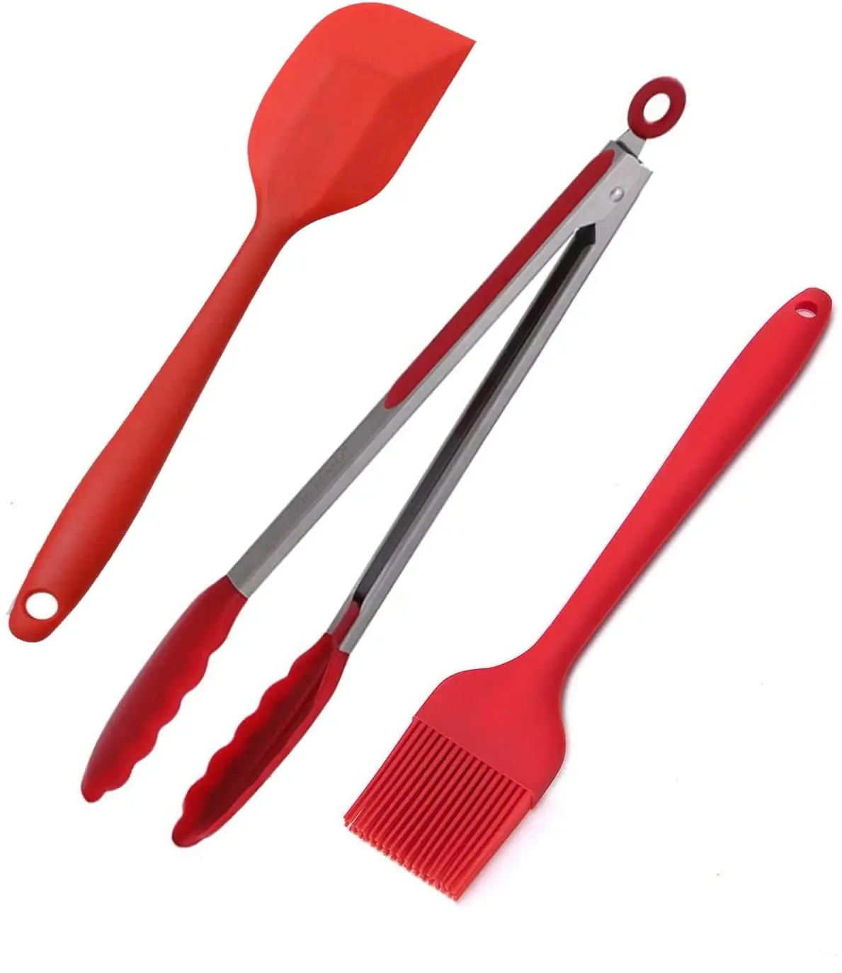 3pcs Kitchen Cooking Utensils Set, Household Use Silicone Tongs & Brush and Spatula, Heat-resistance BBQ Grilling Tools manufacture