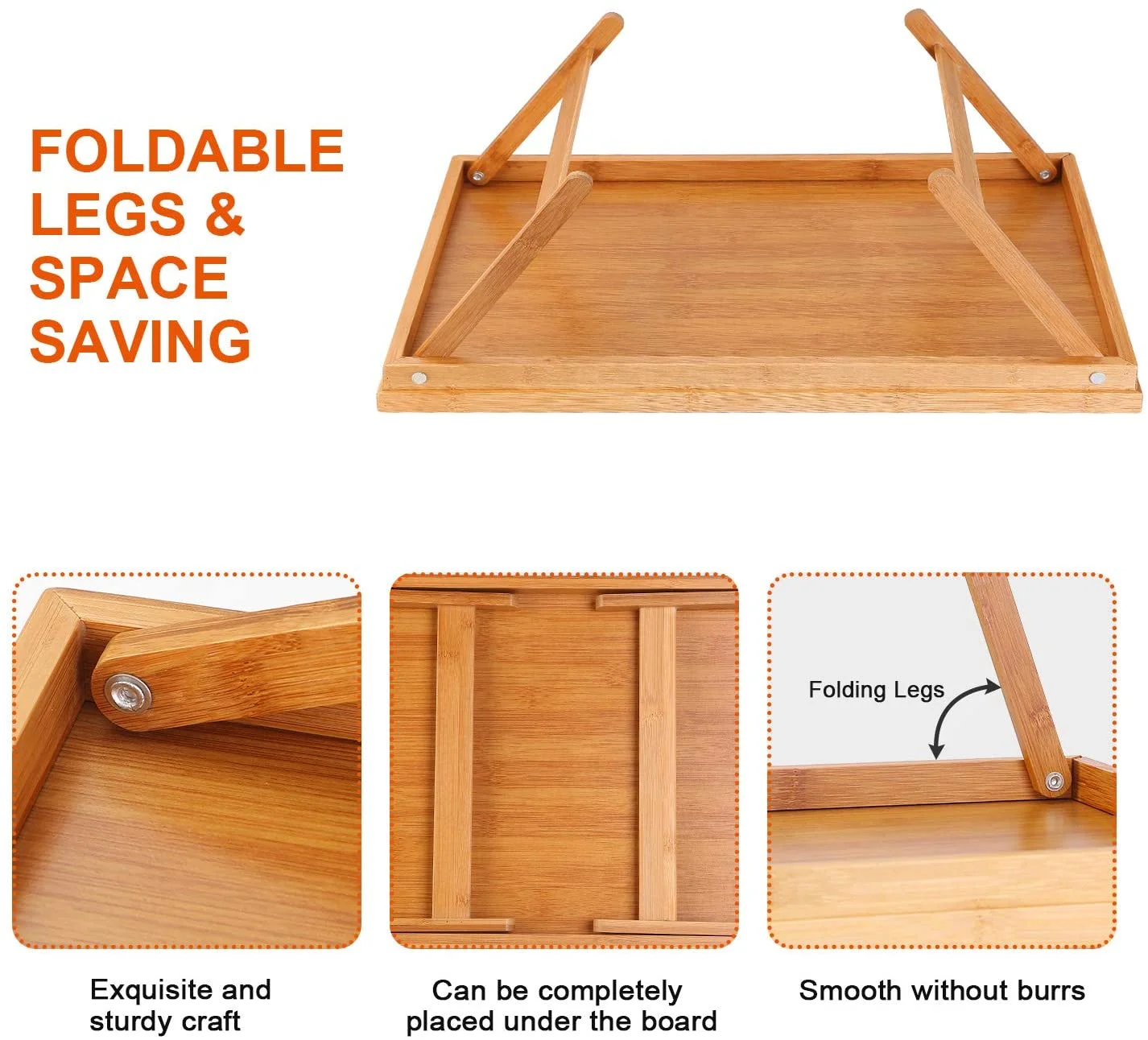 product modern bamboo bed breakfast tray large rectangle serving tray single folding side table for home travel serving tv dinner food-9