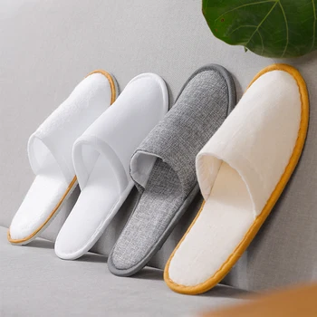 Hotel Facilities Men's and Women's Linen Coral Velvet Disposable Slippers