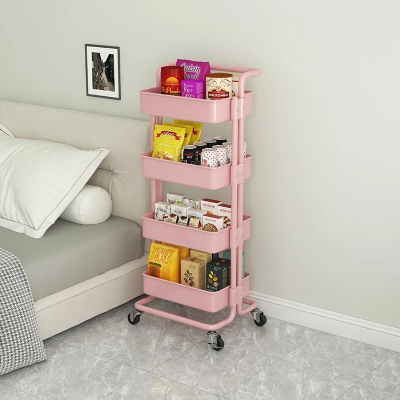 Wholesale Adjustable Utility Trolley Cart Home Kitchen Storage Cart Multi Purpose Household Mobile  Rack