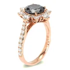 Engagement Ring 2 Carat Round Hidden Halo Engagement Ring Gray Rose Gold Moissanite Ring