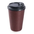 Ripple Paper Custom Printed Disposable Corrugated Ripple Paper Cup With Lids