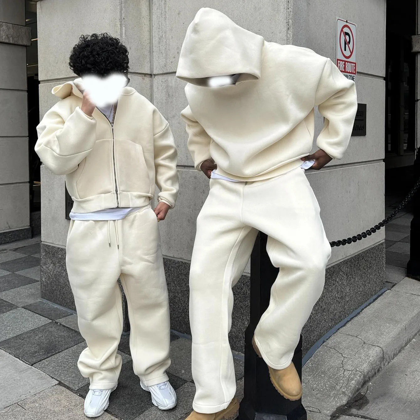 Clothing Manufacturers Neoprene Cotton Polyester Blend Essentials Blank Hoodie and Sweatpants Set Sweat Suit Tracksuit Men details