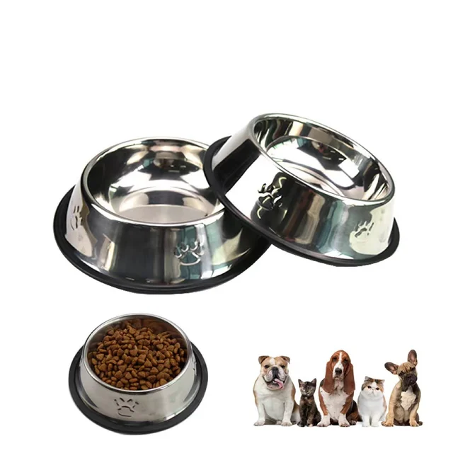 Wholesale Durable Cat bowls Footprints Pet food bowls Multi-size pet feeders Stock Pet Bowls Stainless steel dog bowls