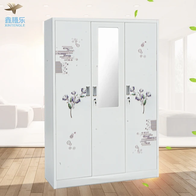 Guangzhou Factory Direct Customized 3-Door Steel Armoire Closet Kd Metal Wardrobe Locker for Bedroom Clothes Storage Direct Sale