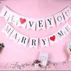 Wedding Decorations Large Size 20*16cm Wedding Decorations Marry Me Hanging Letter Pull Flag Wedding Flag Bronzing Banner