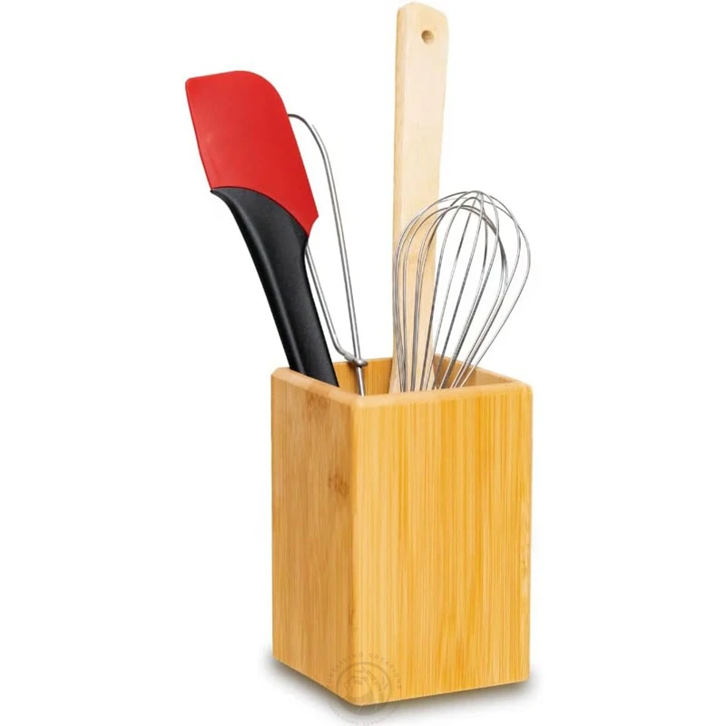 Square Shape  Bamboo Material Kitchen Fork Knife Spoon Cutlery Utensil Holder