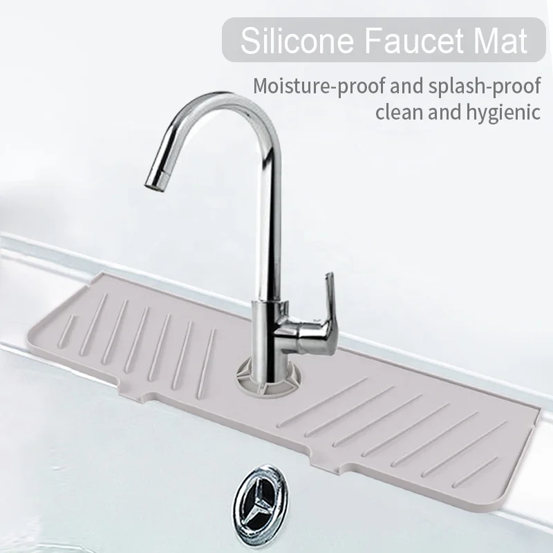 Wellfine Hot Sale Silicone Sink Faucet Mat for Kitchen Drying Draining Pads Splash Guard Silicone Faucet Mat