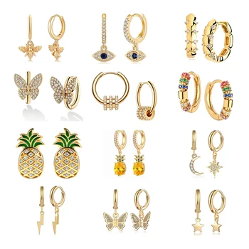 Custom Wholesale Diy 24K 14K 18K Pvd Fashion Jewellery Women Gold Plated Stainless Steel Drop Dangle Hoop Earring Trendy Jewelry