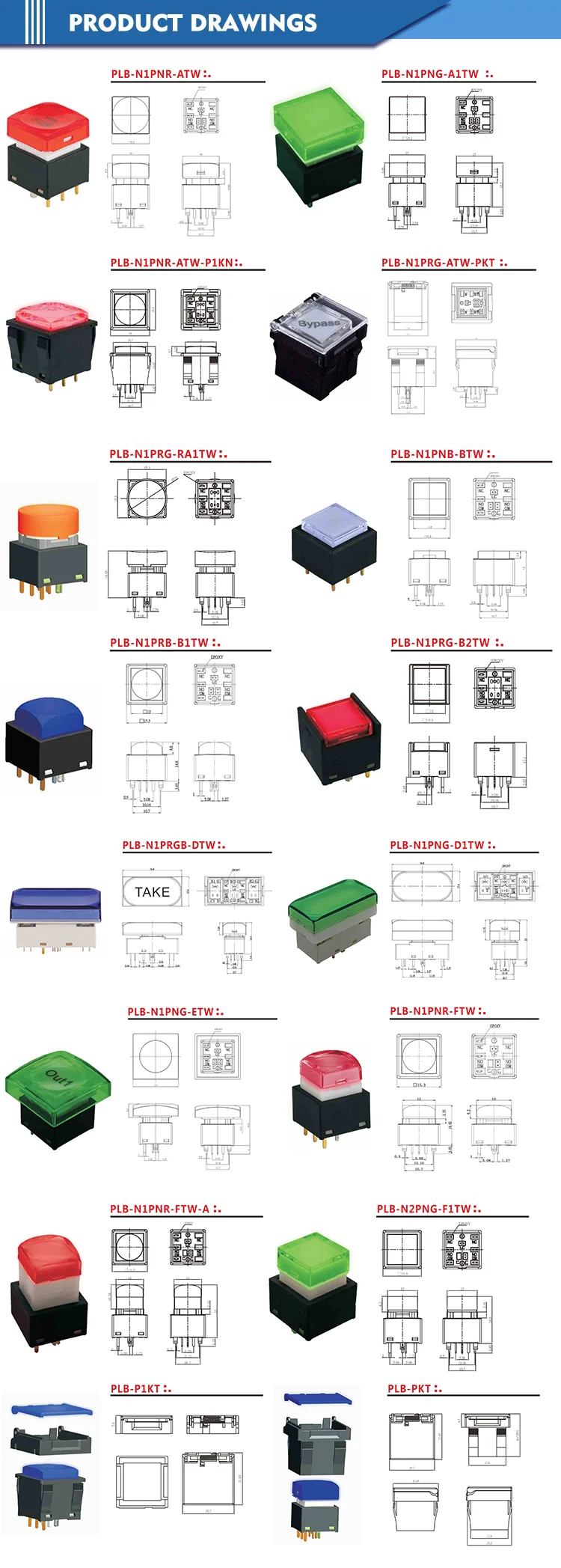 Lakeview PLB Series power switch Red Yellow Blue White Green And RGB illuminated push button switch Drop shipping