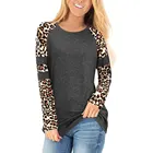 Women's Women Leopard Designs Clothes Women's Fashion Custom Loose Fit Blouse Casual Long Sleeve Tops