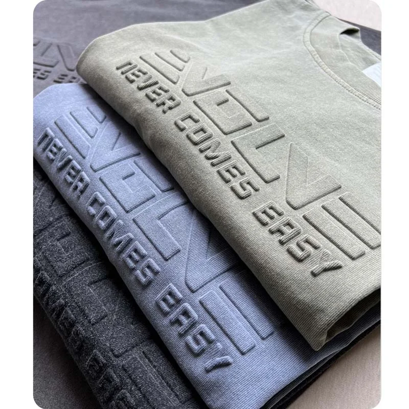 High Quality 100% Cotton Unisex T Shirt Men's Blank O-neck Tshirt Custom 3D Embossed T-Shirts