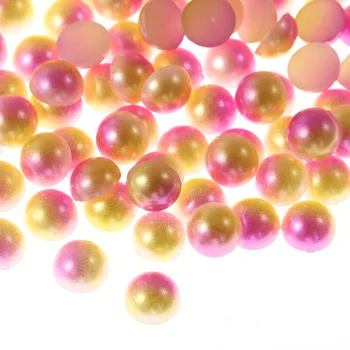 Wholesale ABS Flat Back Loose Pearl Half Round Gradient flat back Pearls Rhinestones for Handmade Nails clothes shoes bags