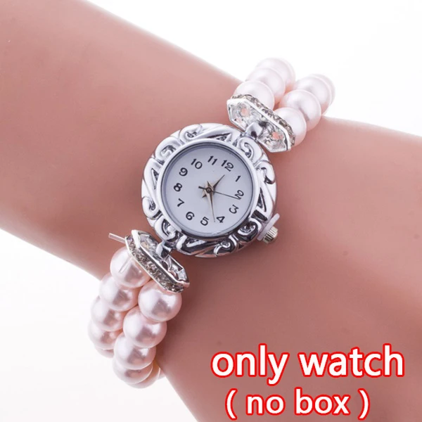 Luxury Watch set Elasticity Crystal Beads Pearls Necklace Charm Bracelet Drop Earrings Set Pearl Bracelet Fashion