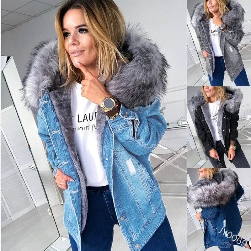 denim jacket with fur lining women's