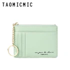 Taomicmic Fashion Leather Wristlet Wallet Custom Logo Keychain Credit Card Holder