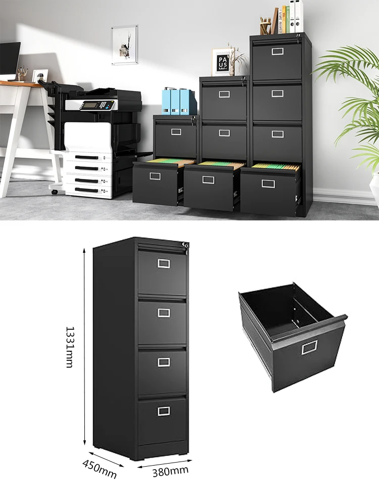 Customized Easy Assemble Office Steel Storage Lateral File Cabinet Vertical Metal 4 Drawer Filing Steel Cabinet