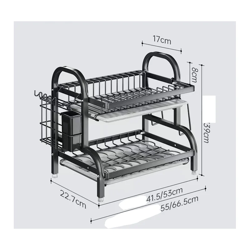 Wholesale Household Kitchen Rack Multi-Functional Dish Drain Rack Bowl And Chopsticks Storage Box Stainless Steel Storage Rack
