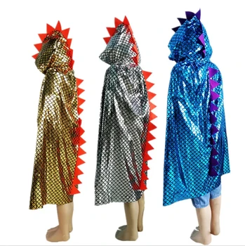 Dinosaur Cape Halloween Cosplay Costume Hooded Cloak for Kids Wizard and Girls Witch Cosplay Child Costume Halloween Party Cloak