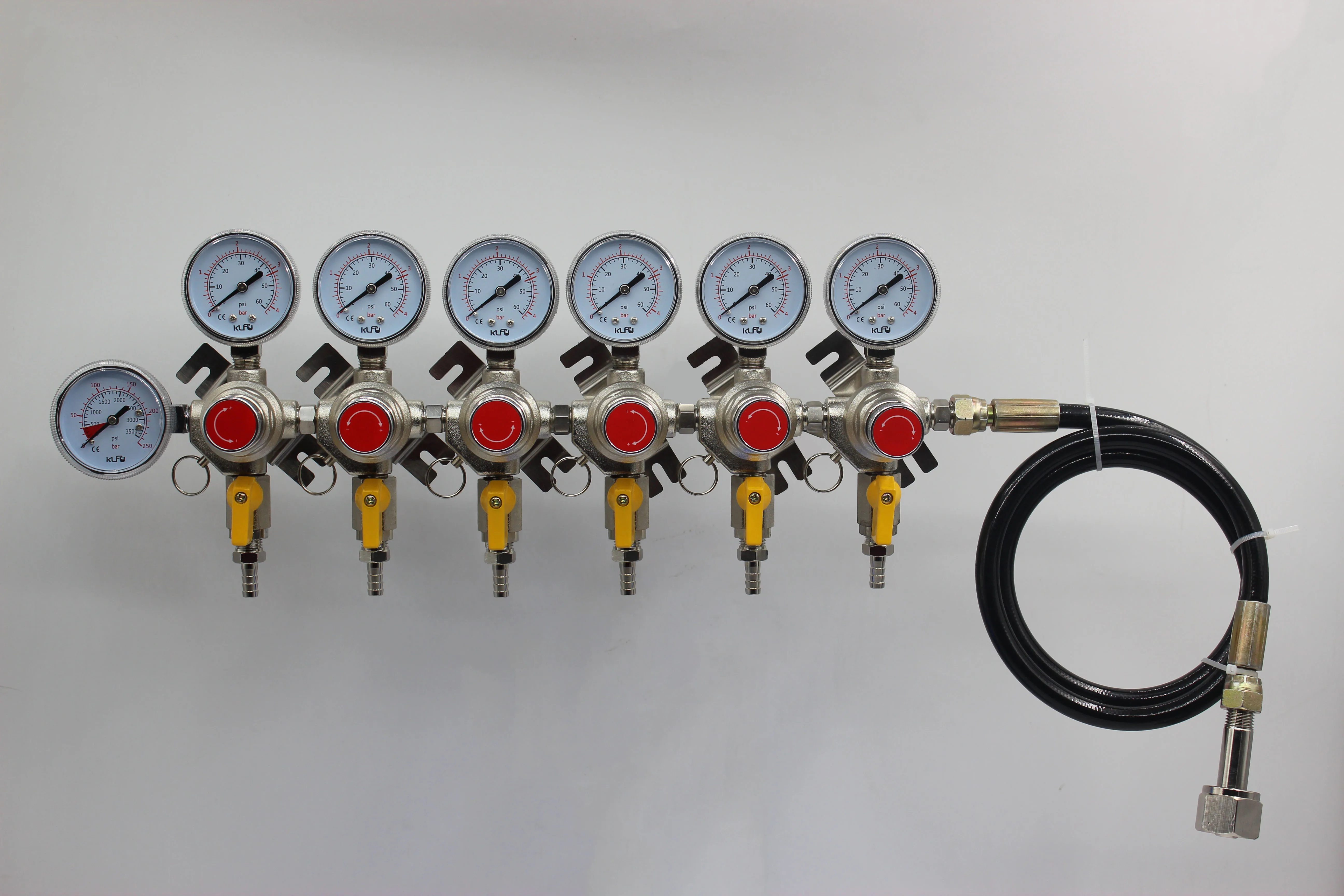 Hot Selling Six Way Co2 Regulator With Extending Gas Hose For Beer Kegerator details