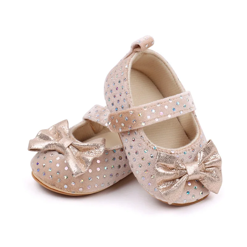 Spring and Summer Suede Polka-dot Bow Soft Soled Non-slip Baby Toddler Shoes for Girls manufacture