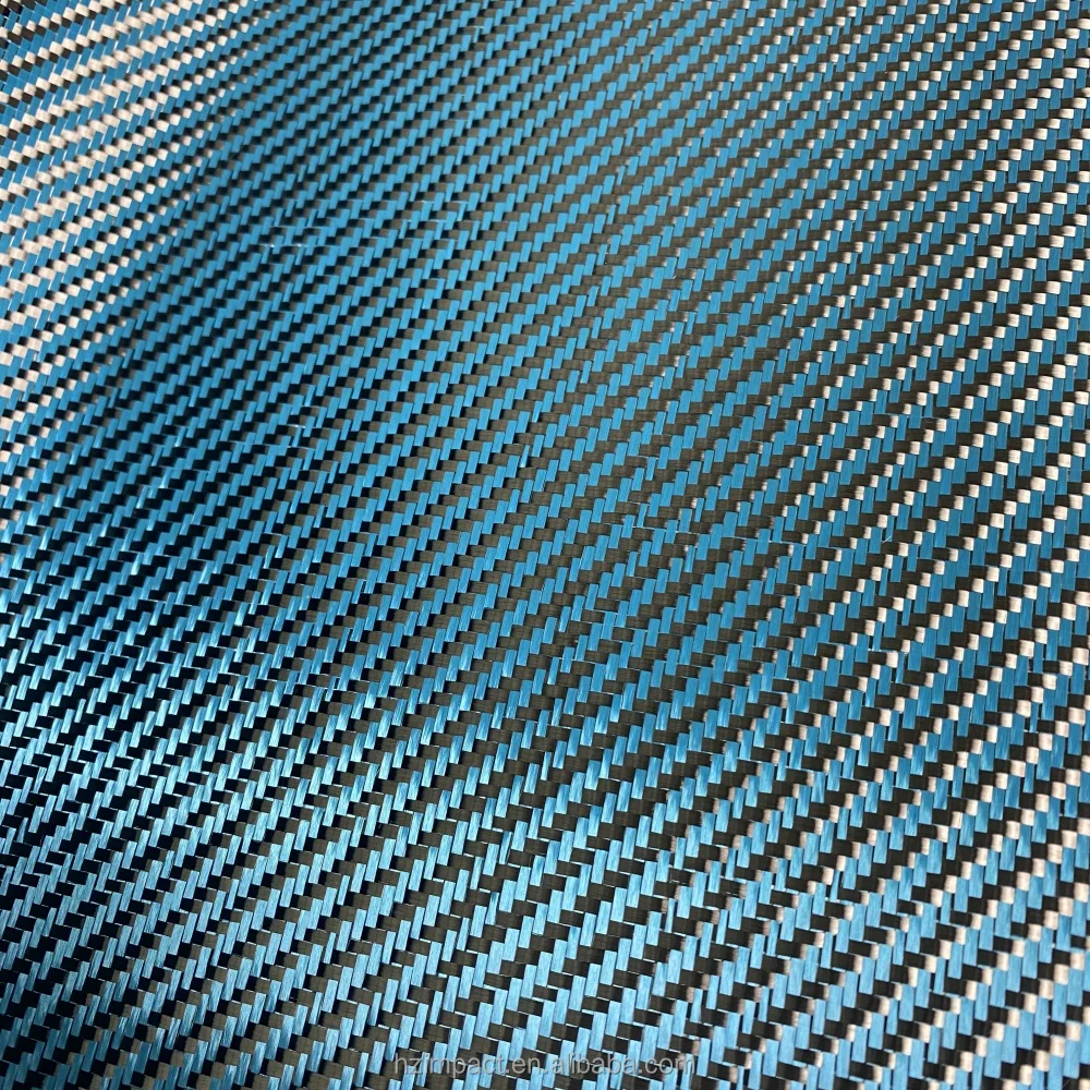Lake Blue 1+1 Mixed for Kevlar + Carbon Fiber 3K Carbon Aramid Hybrid Fabric Waterproof Woven for Upholstery Car Lake Blue 1+1 Mixed for Kevlar + Carbon Fiber 3K Carbon Aramid Hybrid Fabric Waterproof Woven for Upholstery Car