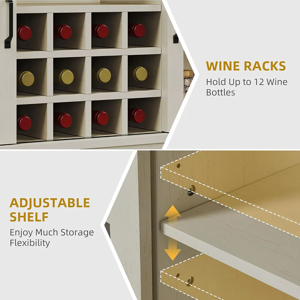 Antique Modern Wood Wine Bar Cabinet with Power Outlet 53" Living Room Storage Cabinet Featuring Wine & Glass Racks factory