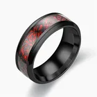 Band Men's Red Carbon Ring Comfort Fit Wedding Band Stainless Steelring