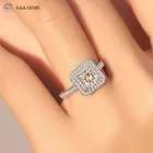 Engagement AAA Gems Square Diamond Ring 10K White Gold Moissanite Diamond Engagement Wedding Ring
