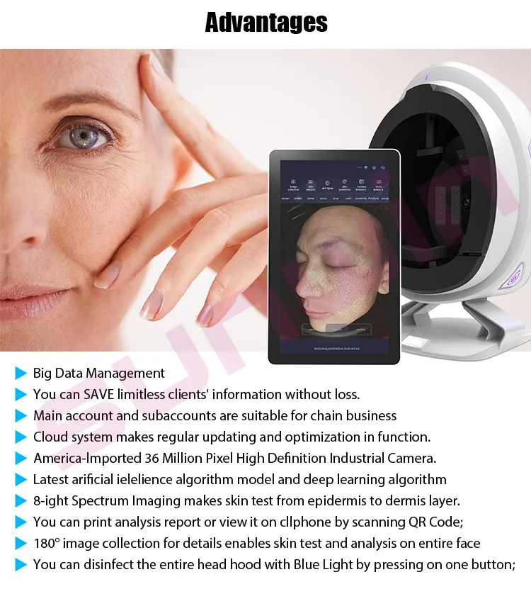 Portable D Ai Face Skin Analyzer System Facial Tester Scanner