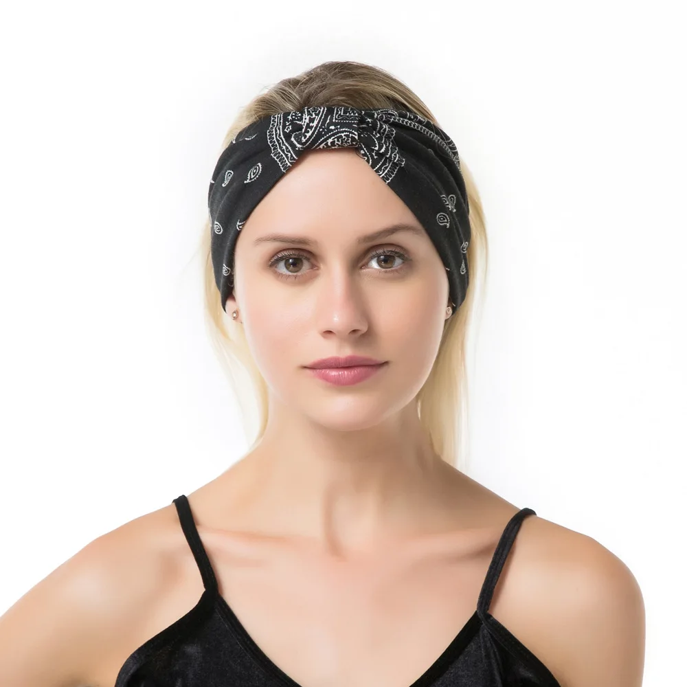 Pack of 4 Floral print stretch link detail bandeau alice band headband hairband 