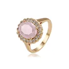 Copper Stone Ring Rings Jewelry Elegant Advanced Design Environmental Copper Set Ice Stone 18K Gold Ring
