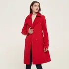 Coat Ladies Fall Spring Women Clothing Stylish Casual Red Trench Coat Woman Double Breast Ladies Long Trench Coat